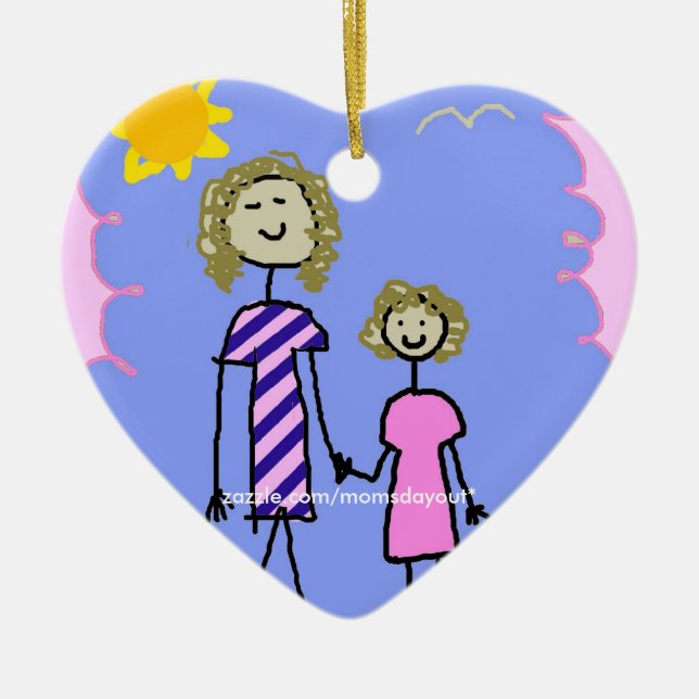 Mamman och jag, mordotter går julgransprydnad keramik (Framsidan)