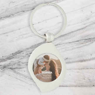 Mammans Namnfoto Enkelt Swirl Silverfärgad Nyckelring