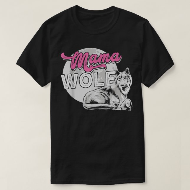 Mammans Varg skyddar hennes lilla barn T-Shirt (Design framsida)