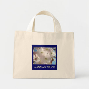MAMMAS BERÖRING! Rosa vårblommor stor canvasväska Mini Tygkasse
