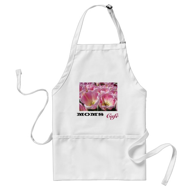 Mammas Café förkläde Rosa blommiga tulpaner Baknin (Framsidan)