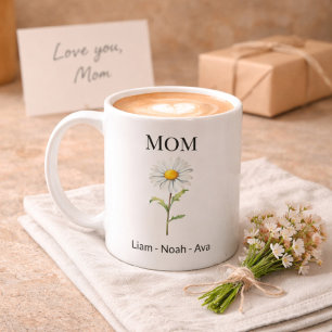 Mammas födelsemånad blomma i april med barnens nam kaffemugg