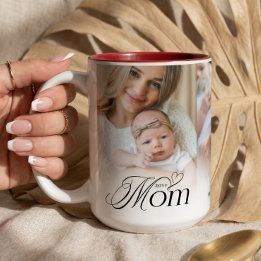 Mammas fotokollage Första mors dagssouvenirpresent Två-Tonad Mugg