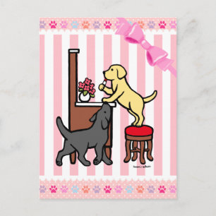 Mammas gula labrador och svarta labrador vykort