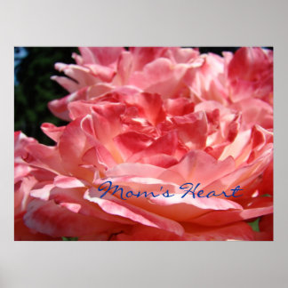 Mammas hjärta konsttryck gåvor Rosa Röda Ros Blomm Poster