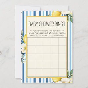 Mammas Huvudstöt Citron Blå Baby Shower Bingo Inbjudningar
