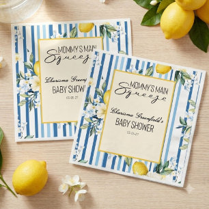 Mammas Huvudstöt Citron Blå Pojke Babyshower Pappersservett