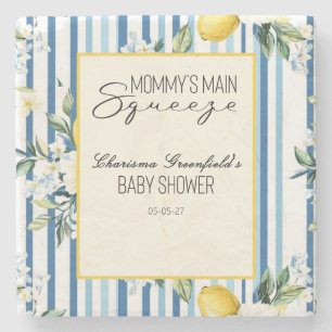 Mammas Huvudstöt Citron Blå Pojke Babyshower Stenunderlägg