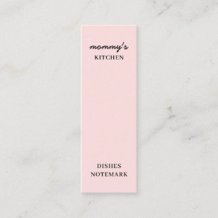 Mammas kök moderna rosa mini-bokmärke mini visitkort