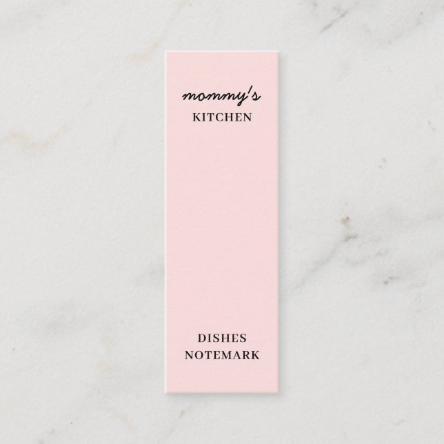 Mammas kök moderna rosa mini-bokmärke mini visitkort (Framsida)