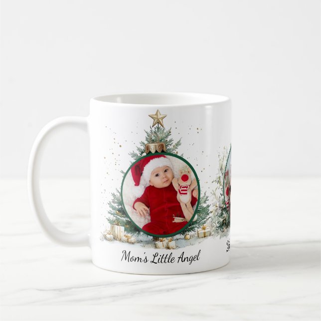 Mammas lilla ängel 3 Foto med prydnader Träd Kaffemugg (Vänster)