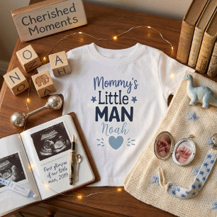 Mammas lilla man Sweet Blue Baby Boy Typografi T Shirt