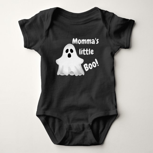 Mamma's Little Boo Ghost Baby Bodykostym T Shirt (Framsida)
