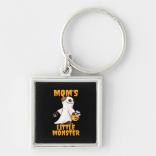 Mamma's Little Boo Monster Funny Graphic Fyrkantig Silverfärgad Nyckelring