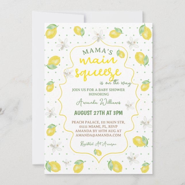 Mammas Main Squeeze Baby Shower Inbjudningar (Framsida)