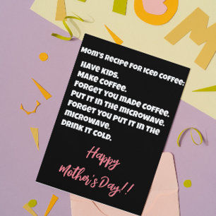 Mammas recept för iskaffe rolig mors dag julkort