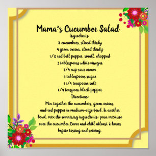 Mammas recept på gurksallad Poster Minnen