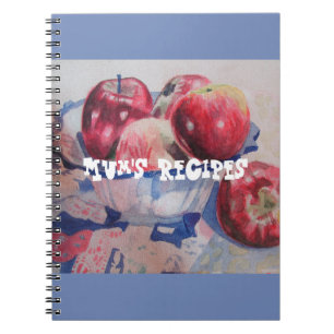 Mammas recept Rött äpple frukt Akvarell anteckning Anteckningsbok