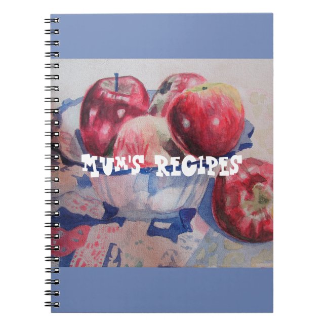 Mammas recept Rött äpple frukt Akvarell anteckning Anteckningsbok (Framsidan)