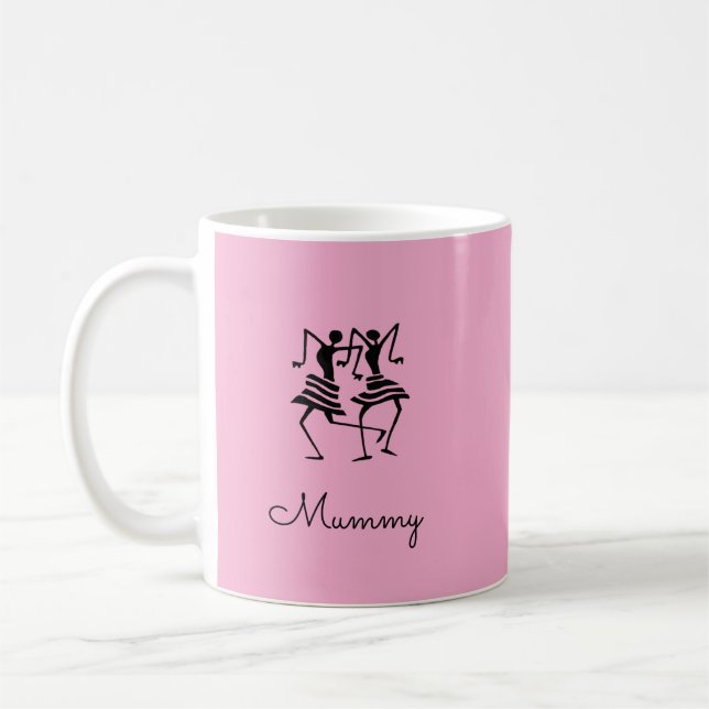 Mammas Silhuett Firande Dansare Rosa Kaffemugg (Vänster)