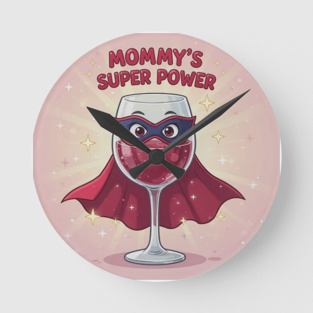 Mammas superkraftmagnet rund klocka (Framsida)
