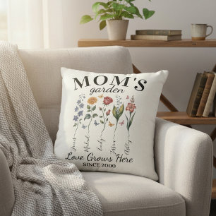Mammas trädgård akvarell blommor hem inredning kudde
