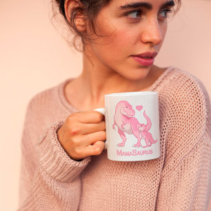 MammaSaurus T-Rex och Flicka Dinosaurs Kaffemugg