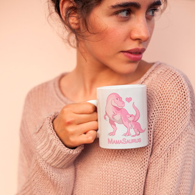 MammaSaurus T-Rex och Flicka Dinosaurs Kaffemugg (Skapare uppladdad)