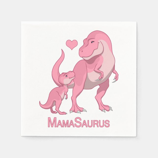 MammaSaurus T-Rex och Flicka Dinosaurs Pappersservett (Framsidan)