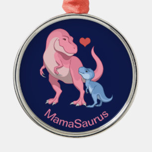 MammaSaurus T-Rex och Pojke Dinosaurs Julgransprydnad Metall