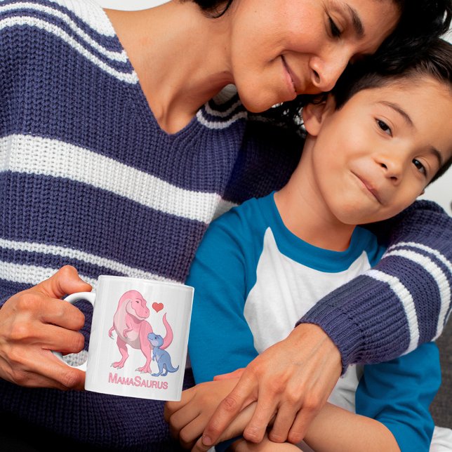 MammaSaurus T-Rex och Pojke Dinosaurs Kaffemugg (Skapare uppladdad)