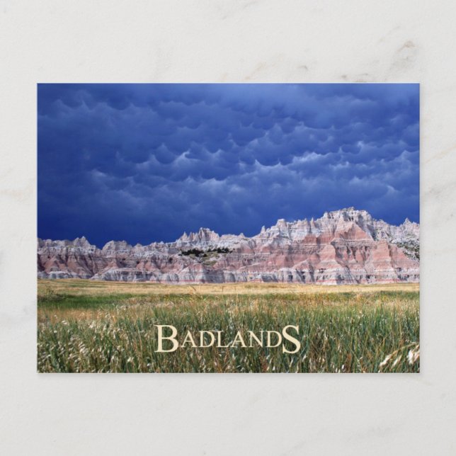 Mammatus moln över Badlands nationalpark Vykort (Framsida)