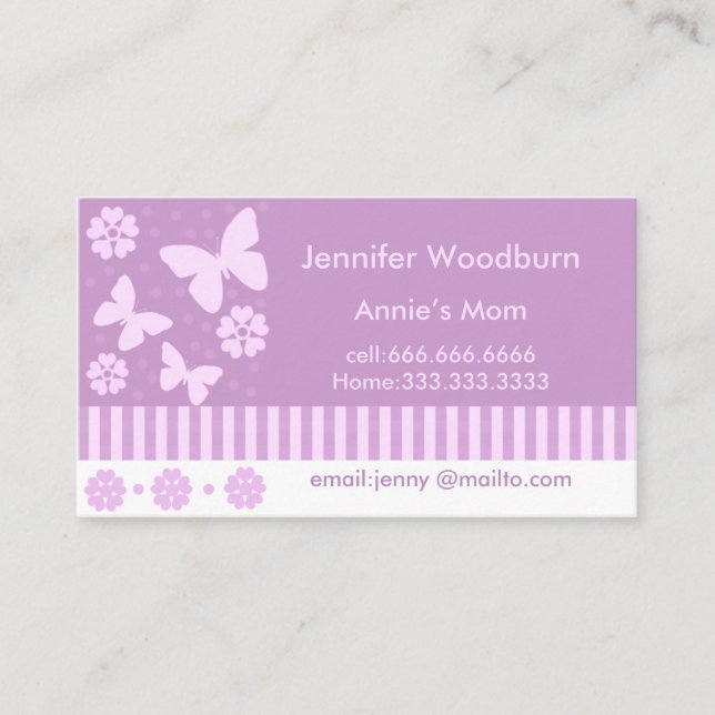 Mammavisitkortar - lavendelfjärilsblommor (Framsida)