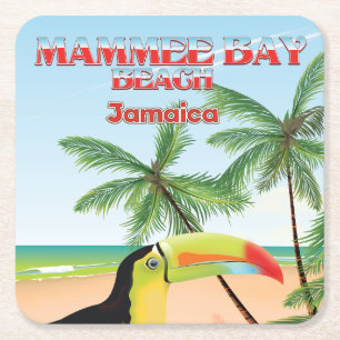 Mammee Bay Beach Jamaica-reseaffisch Underlägg Papper Kvadrat