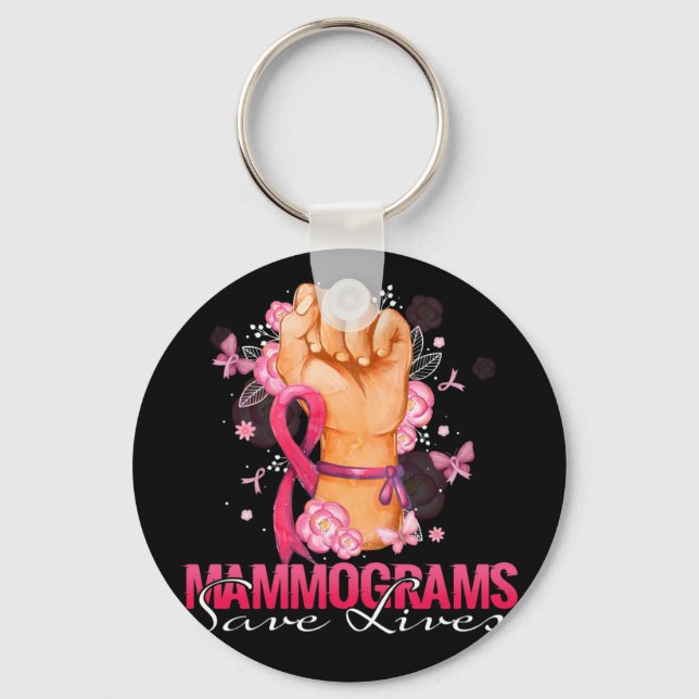 Mammogram Spara Lives Breast Cancer Awareness Nyckelring (Framsida)