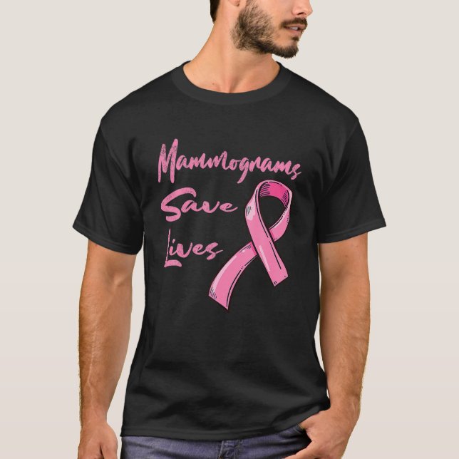Mammogram Spara Lives Breast Cancer Awareness T Shirt (Framsida)