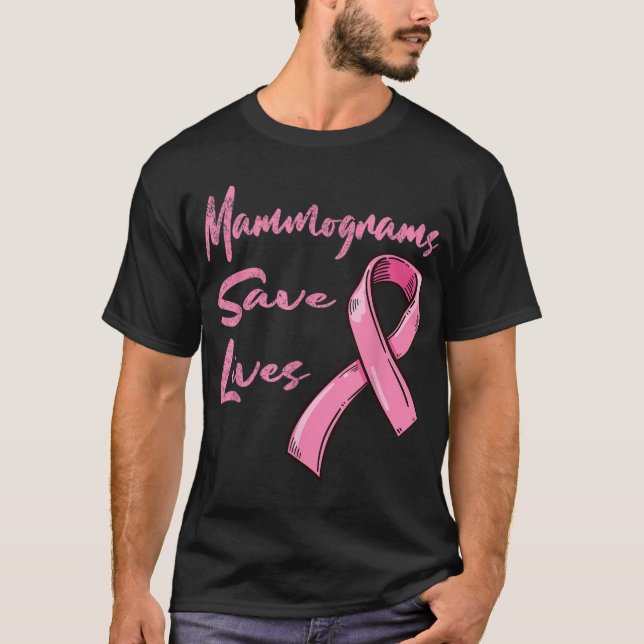 Mammogram Spara Lives Breast Cancer Awareness T Shirt (Framsida)