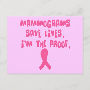 Mammogram Spara Lives. Jag är beviset. Vykort