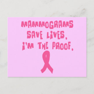 Mammogram Spara Lives. Jag är beviset. Vykort