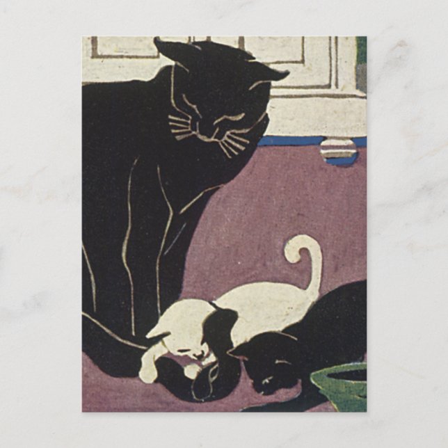 Mammor Kat och kattungar Vykort (Framsida)