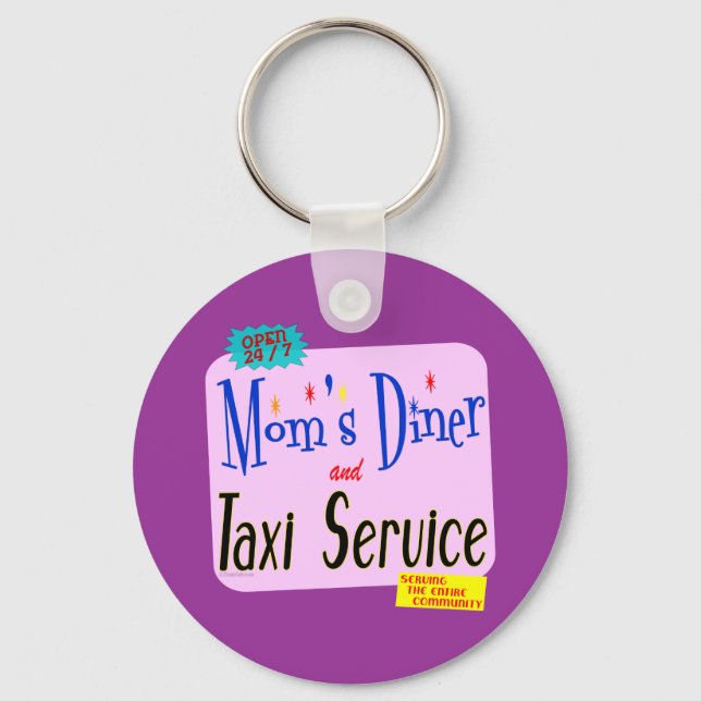 Mammor Middag och Taxi Service Funny Say Nyckelring (Framsida)