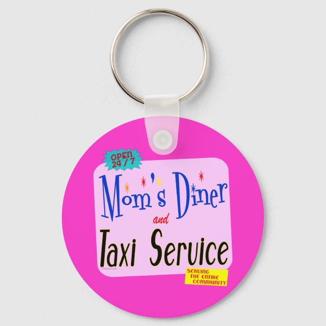 Mammor Middag och Taxi Service Funny Say Nyckelring (Framsida)