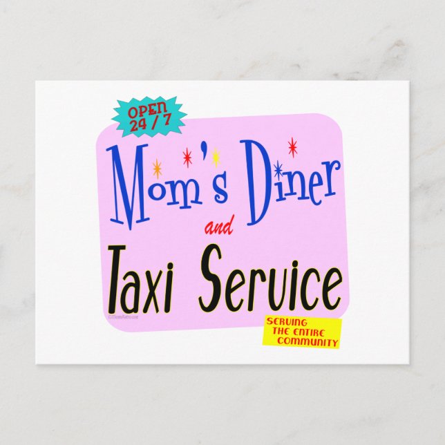 Mammor Middag och Taxi Service Funny Say Vykort (Framsida)