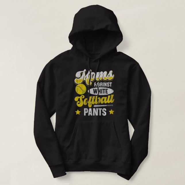 Mammor mot vit softball byxor-citat för mjuk  hoodie (Design framsida)