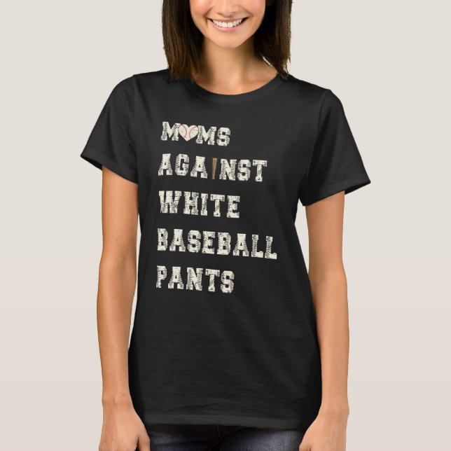 Mammor mot White Baseball Byxor Funny Baseball M T Shirt (Framsida)