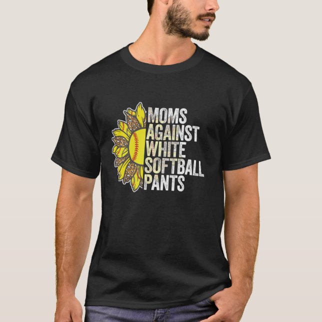 Mammor mot White Softball Byxor Långärmad T Sh T Shirt (Framsida)