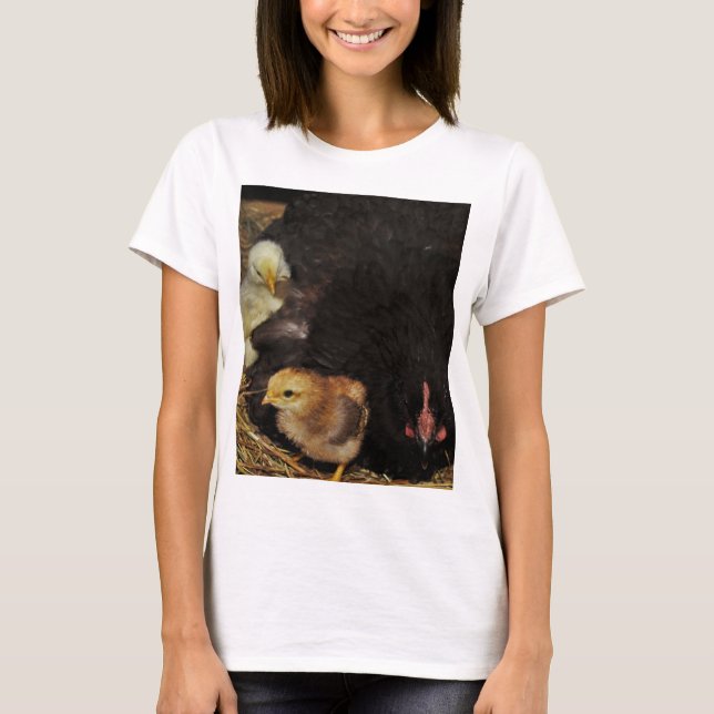 Mammor och henne chickar t shirt (Framsida)