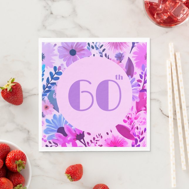 Mammor Rosa på födelsedagen och Lilac Blommigt Par Pappersservett (Insitu)