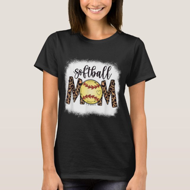 Mammor Softball Leopard Bleached Women's Softball  T Shirt (Framsida)