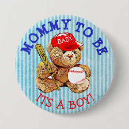 Mammor som är baseballnallebaby shower, knäppas knapp